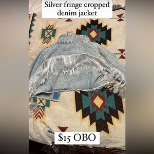 Fringe cropped denim jacket
